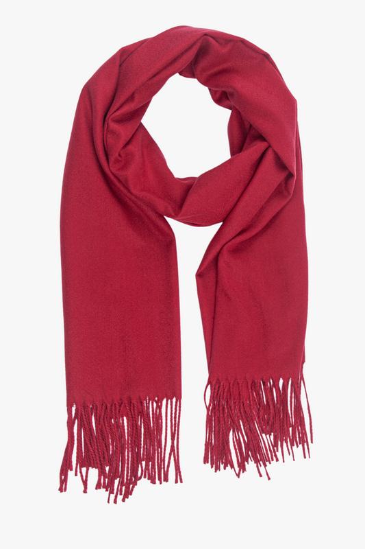 Red Plain Heavyweight Scarf with Tassels