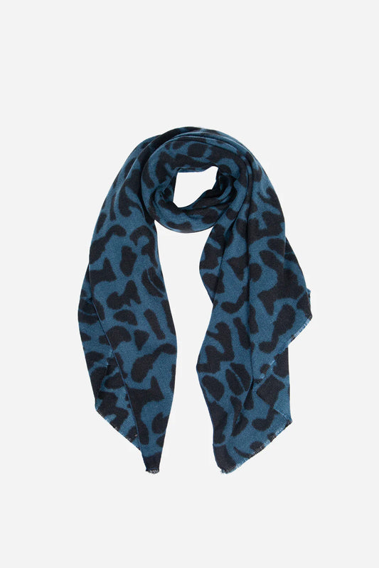 Blue Oversized Abstract Print Blanket Scarf